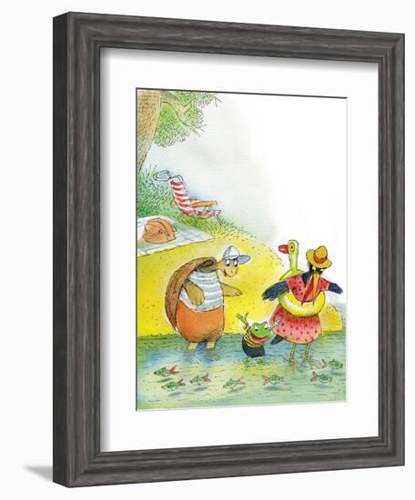 Ted, Ed and Caroll the Tiny Fish - Turtle-Valeri Gorbachev-Framed Giclee Print