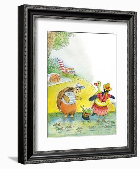 Ted, Ed and Caroll the Tiny Fish - Turtle-Valeri Gorbachev-Framed Giclee Print