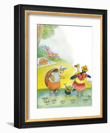 Ted, Ed and Caroll the Tiny Fish - Turtle-Valeri Gorbachev-Framed Giclee Print