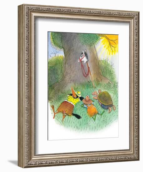 Ted, Ed, Caroll, and the Horse - Turtle-Valeri Gorbachev-Framed Giclee Print