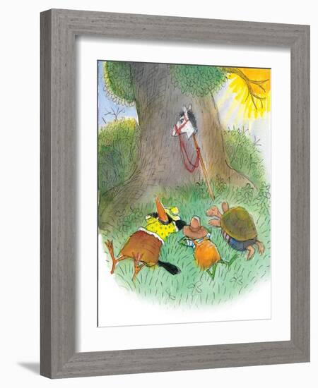 Ted, Ed, Caroll, and the Horse - Turtle-Valeri Gorbachev-Framed Giclee Print