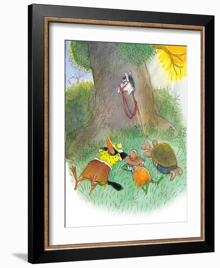 Ted, Ed, Caroll, and the Horse - Turtle-Valeri Gorbachev-Framed Giclee Print