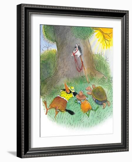 Ted, Ed, Caroll, and the Horse - Turtle-Valeri Gorbachev-Framed Giclee Print