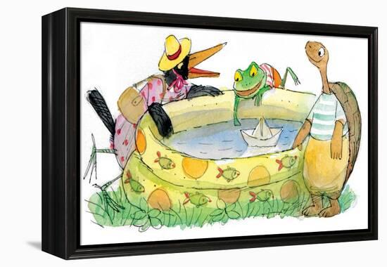 Ted, Ed, Caroll and the Swimming Pool - Turtle-Valeri Gorbachev-Framed Premier Image Canvas