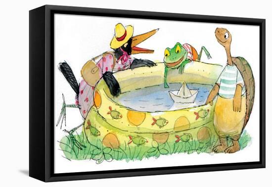 Ted, Ed, Caroll and the Swimming Pool - Turtle-Valeri Gorbachev-Framed Premier Image Canvas