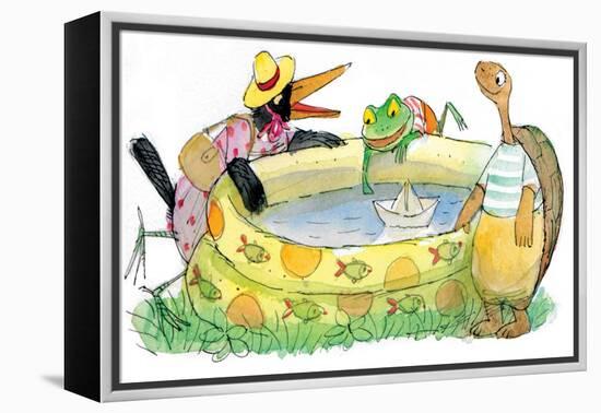 Ted, Ed, Caroll and the Swimming Pool - Turtle-Valeri Gorbachev-Framed Premier Image Canvas