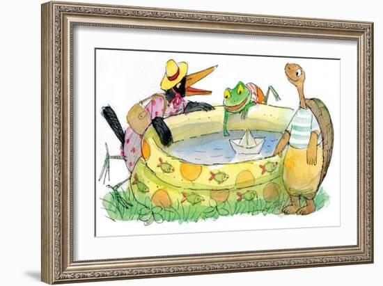 Ted, Ed, Caroll and the Swimming Pool - Turtle-Valeri Gorbachev-Framed Giclee Print