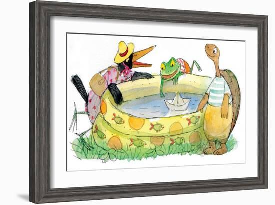 Ted, Ed, Caroll and the Swimming Pool - Turtle-Valeri Gorbachev-Framed Giclee Print