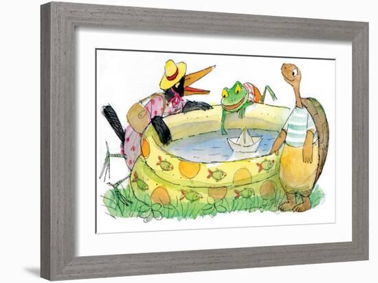 Ted, Ed, Caroll and the Swimming Pool - Turtle-Valeri Gorbachev-Framed Giclee Print