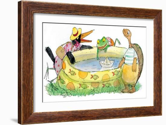 Ted, Ed, Caroll and the Swimming Pool - Turtle-Valeri Gorbachev-Framed Giclee Print