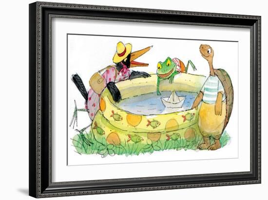 Ted, Ed, Caroll and the Swimming Pool - Turtle-Valeri Gorbachev-Framed Giclee Print