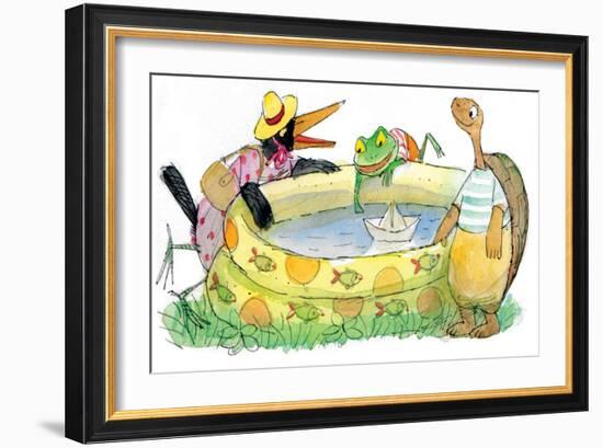 Ted, Ed, Caroll and the Swimming Pool - Turtle-Valeri Gorbachev-Framed Giclee Print