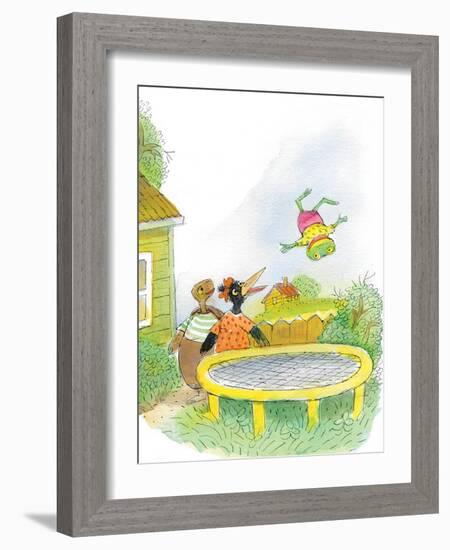 Ted, Ed, Caroll and the Trampoline - Turtle-Valeri Gorbachev-Framed Giclee Print