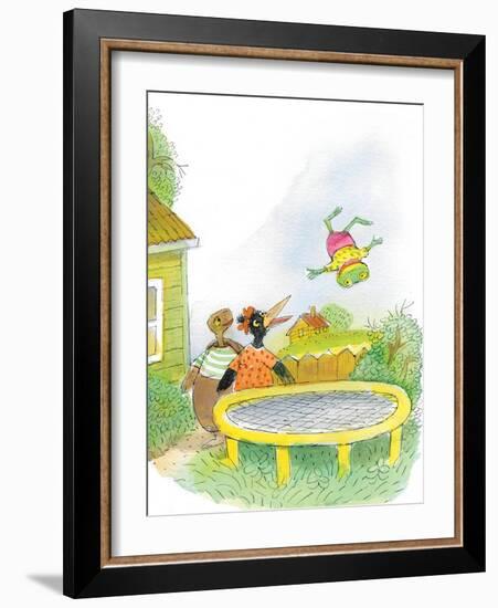 Ted, Ed, Caroll and the Trampoline - Turtle-Valeri Gorbachev-Framed Giclee Print