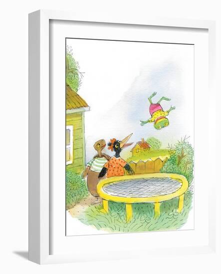 Ted, Ed, Caroll and the Trampoline - Turtle-Valeri Gorbachev-Framed Giclee Print