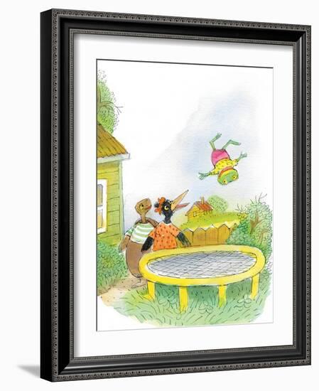 Ted, Ed, Caroll and the Trampoline - Turtle-Valeri Gorbachev-Framed Giclee Print