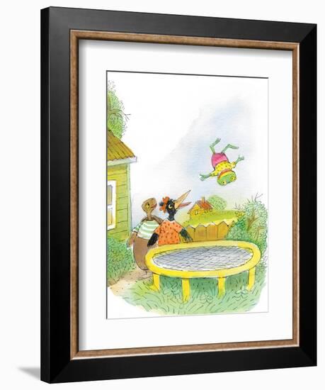 Ted, Ed, Caroll and the Trampoline - Turtle-Valeri Gorbachev-Framed Giclee Print