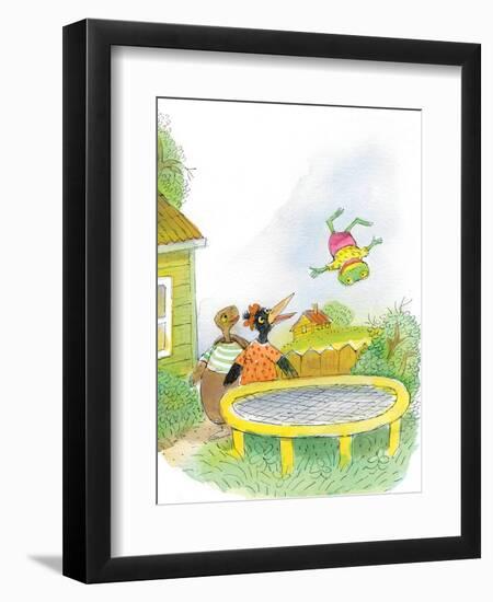 Ted, Ed, Caroll and the Trampoline - Turtle-Valeri Gorbachev-Framed Giclee Print