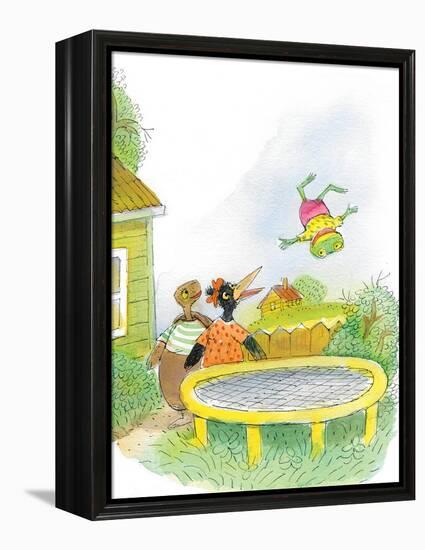 Ted, Ed, Caroll and the Trampoline - Turtle-Valeri Gorbachev-Framed Premier Image Canvas