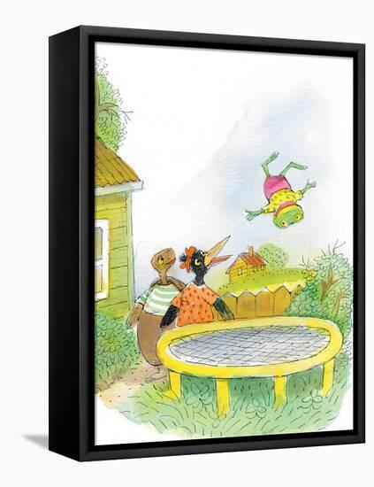 Ted, Ed, Caroll and the Trampoline - Turtle-Valeri Gorbachev-Framed Premier Image Canvas