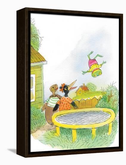 Ted, Ed, Caroll and the Trampoline - Turtle-Valeri Gorbachev-Framed Premier Image Canvas