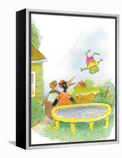 Ted, Ed, Caroll and the Trampoline - Turtle-Valeri Gorbachev-Framed Premier Image Canvas