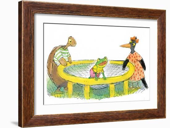 Ted, Ed, Caroll and the Trampoline - Turtle-Valeri Gorbachev-Framed Giclee Print