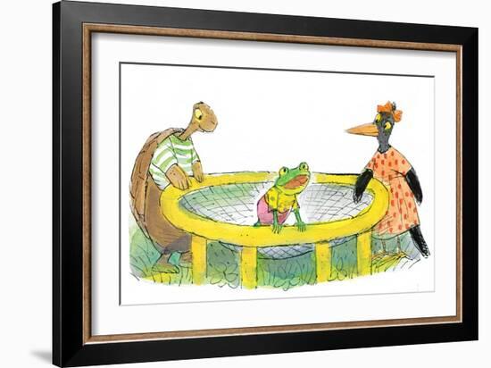 Ted, Ed, Caroll and the Trampoline - Turtle-Valeri Gorbachev-Framed Giclee Print