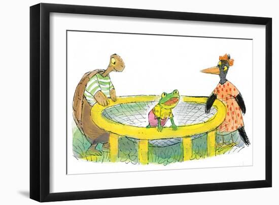 Ted, Ed, Caroll and the Trampoline - Turtle-Valeri Gorbachev-Framed Giclee Print