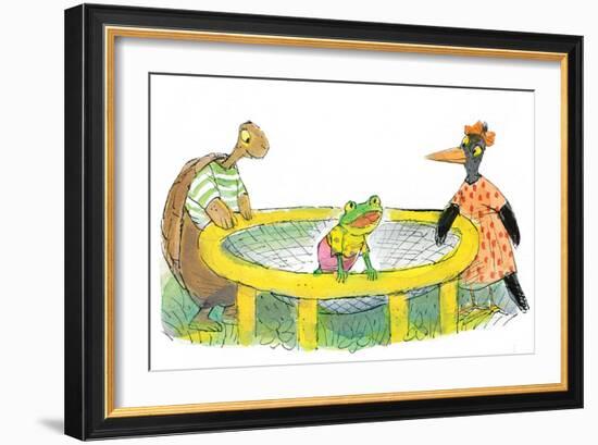 Ted, Ed, Caroll and the Trampoline - Turtle-Valeri Gorbachev-Framed Giclee Print