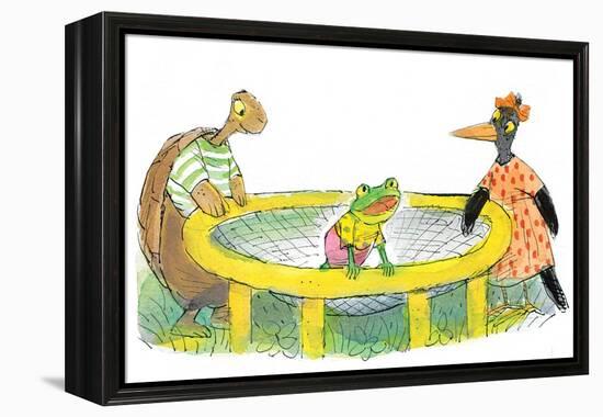 Ted, Ed, Caroll and the Trampoline - Turtle-Valeri Gorbachev-Framed Premier Image Canvas