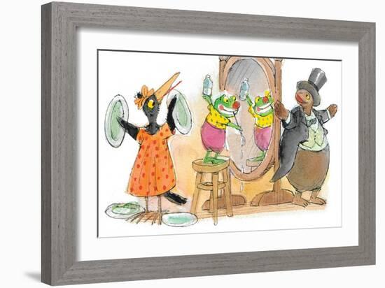 Ted, Ed, Caroll and the Trampoline - Turtle-Valeri Gorbachev-Framed Giclee Print