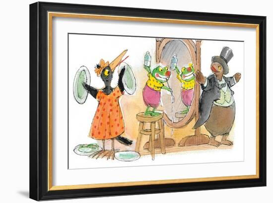 Ted, Ed, Caroll and the Trampoline - Turtle-Valeri Gorbachev-Framed Giclee Print