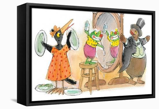 Ted, Ed, Caroll and the Trampoline - Turtle-Valeri Gorbachev-Framed Premier Image Canvas