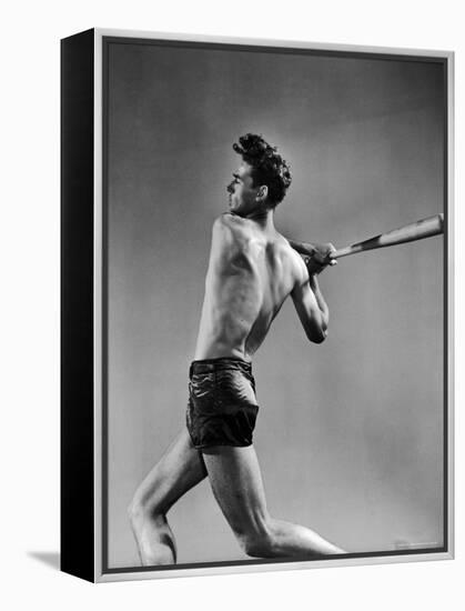 Ted Williams Showing Off His Powerful Swing-Gjon Mili-Framed Premier Image Canvas