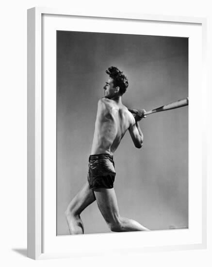 Ted Williams Showing Off His Powerful Swing-Gjon Mili-Framed Premium Photographic Print