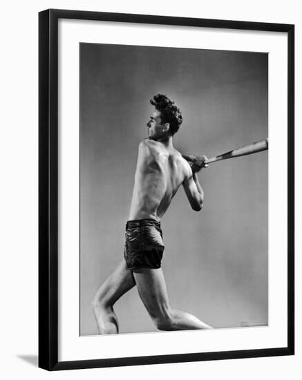 Ted Williams Showing Off His Powerful Swing-Gjon Mili-Framed Premium Photographic Print