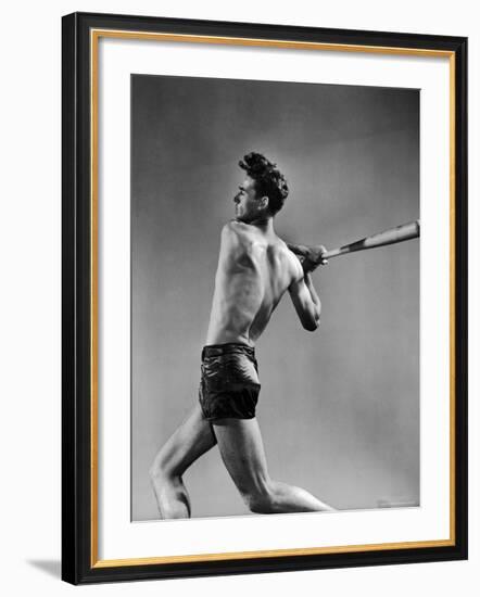 Ted Williams Showing Off His Powerful Swing-Gjon Mili-Framed Premium Photographic Print