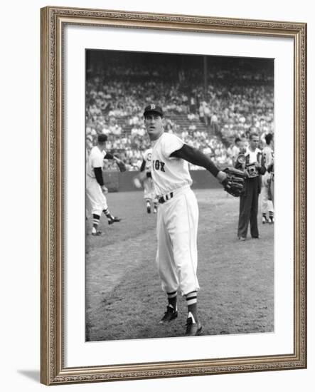 Ted Williams Throwing Baseball-Ralph Morse-Framed Premium Photographic Print