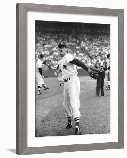 Ted Williams Throwing Baseball-Ralph Morse-Framed Premium Photographic Print