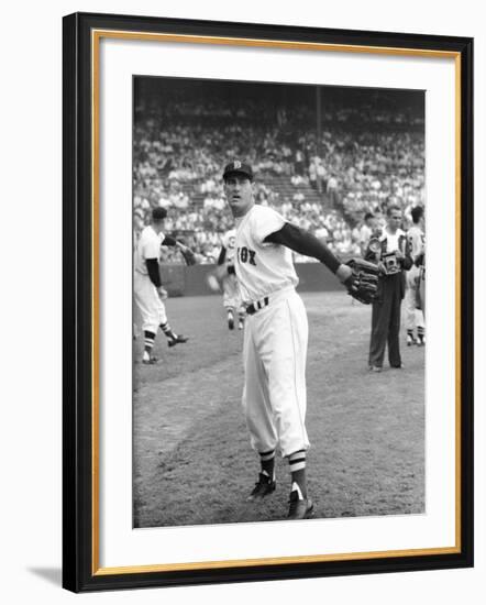Ted Williams Throwing Baseball-Ralph Morse-Framed Premium Photographic Print