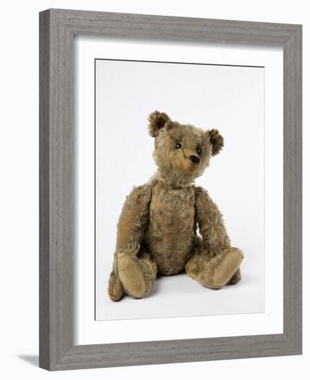 Teddy Bear in Gold Yorkshire Cloth Plush, with Black Thread Embroidered Nose, Mouth and Claws-null-Framed Photographic Print