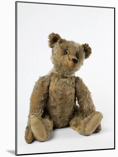 Teddy Bear in Gold Yorkshire Cloth Plush, with Black Thread Embroidered Nose, Mouth and Claws-null-Mounted Photographic Print