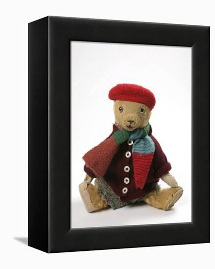 Teddy Bear Wearing Knitted Hat, Scarf, Jacket and Trousers-null-Framed Premier Image Canvas