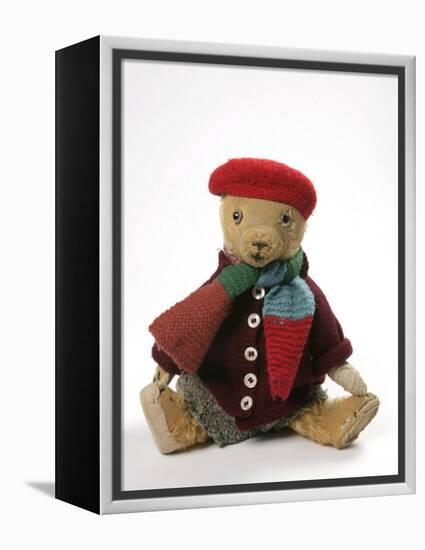 Teddy Bear Wearing Knitted Hat, Scarf, Jacket and Trousers-null-Framed Premier Image Canvas