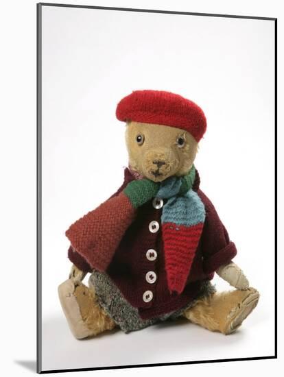 Teddy Bear Wearing Knitted Hat, Scarf, Jacket and Trousers-null-Mounted Photographic Print
