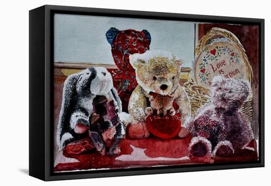 Teddy Bears and Rabbit,2010 (watercolor);,-Anthony Butera-Framed Premier Image Canvas