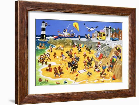 Teddy Bears on the Beach-English School-Framed Giclee Print