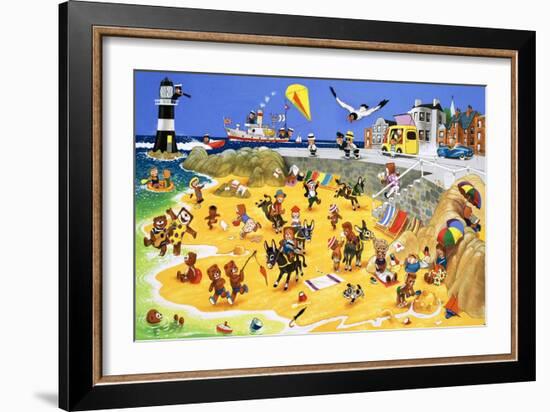 Teddy Bears on the Beach-English School-Framed Giclee Print