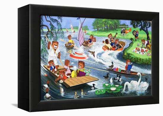 Teddy Bears on the River-Phillips-Framed Premier Image Canvas